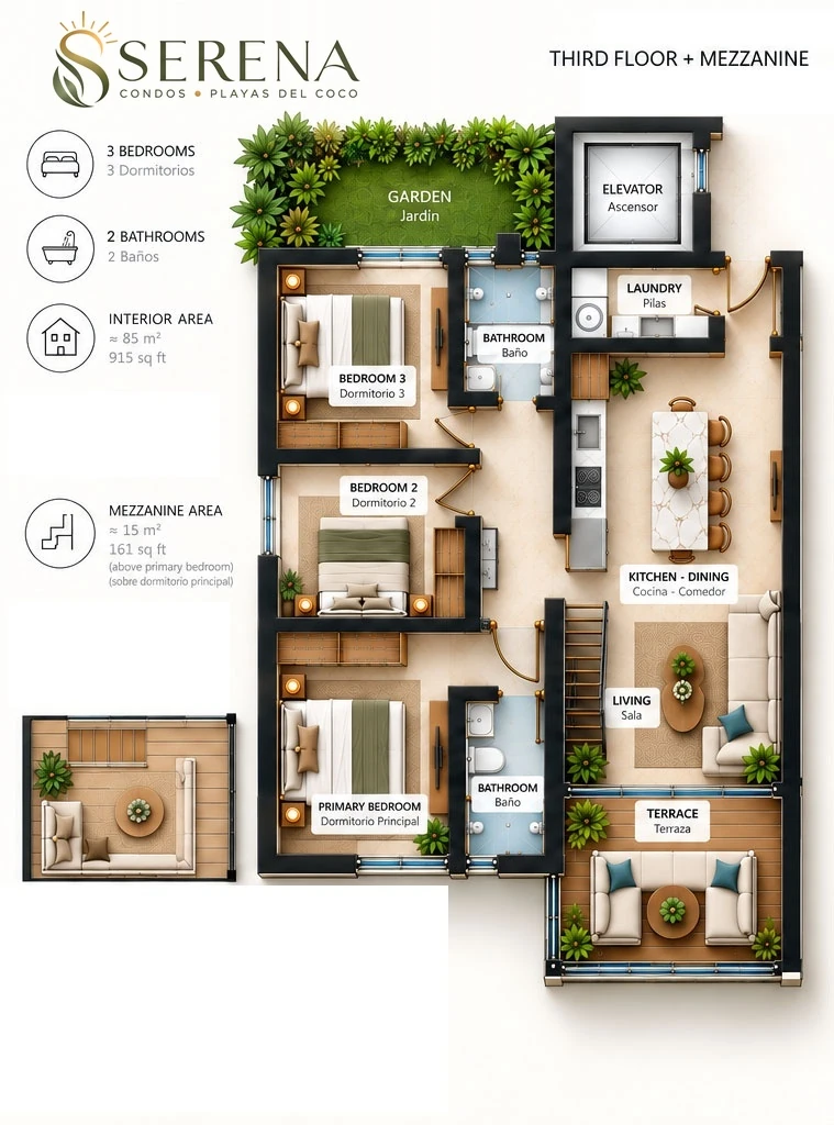 Serena Condos 3rd floor mezzanine floor plan